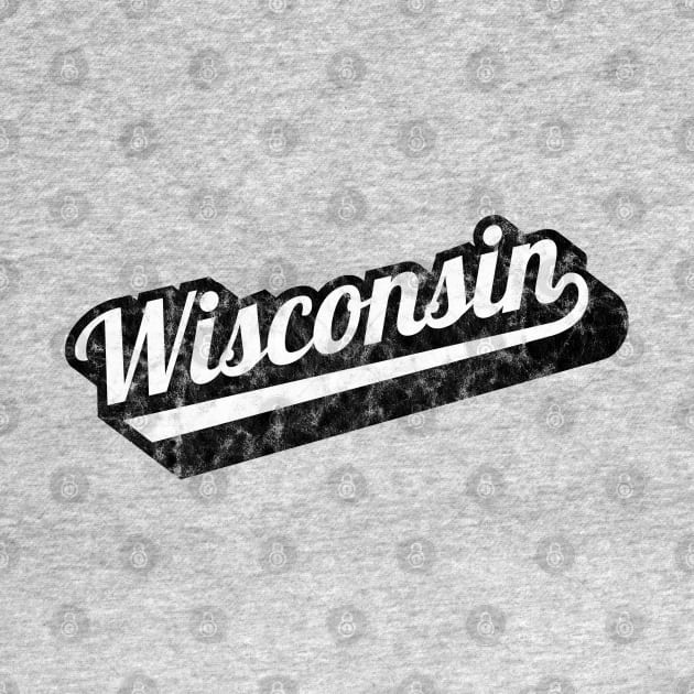 Vintage Wisconsin Script Classic Design by MalmoDesigns